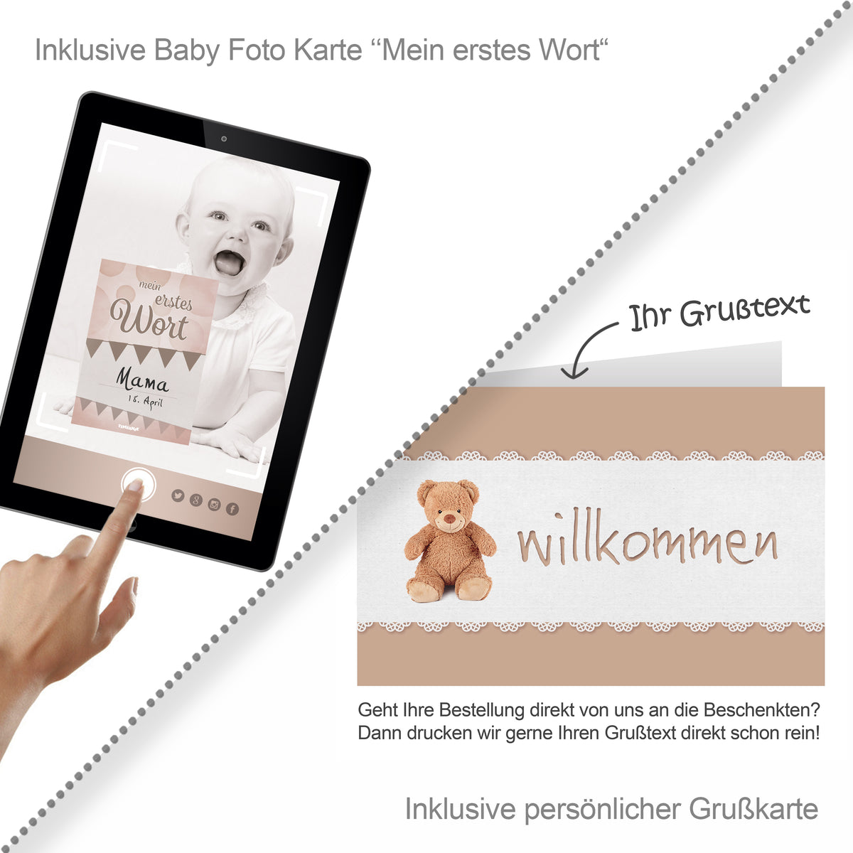 Windeltorte mit Warmies® Hunde Zwillinge | neutral