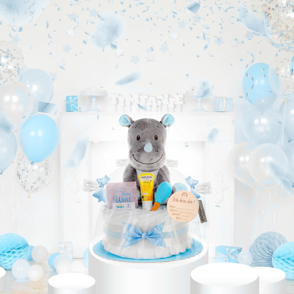 Windeltorte Kuschel Nashorn | blau