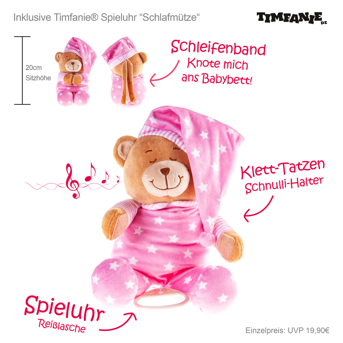 Windeltorte Spieluhr Schlafmütze | rosa