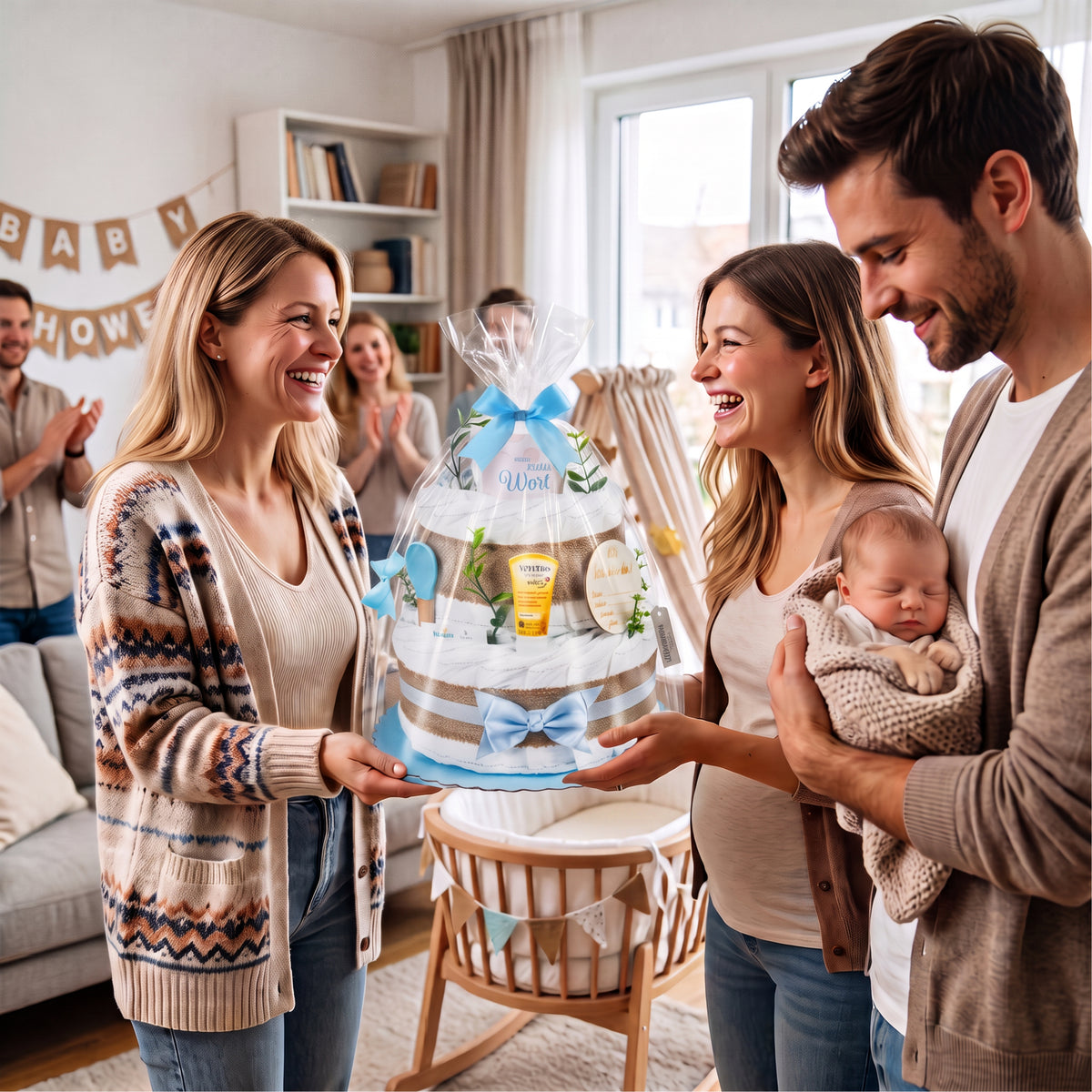 Windeltorte Boho Baby-Cake | blau