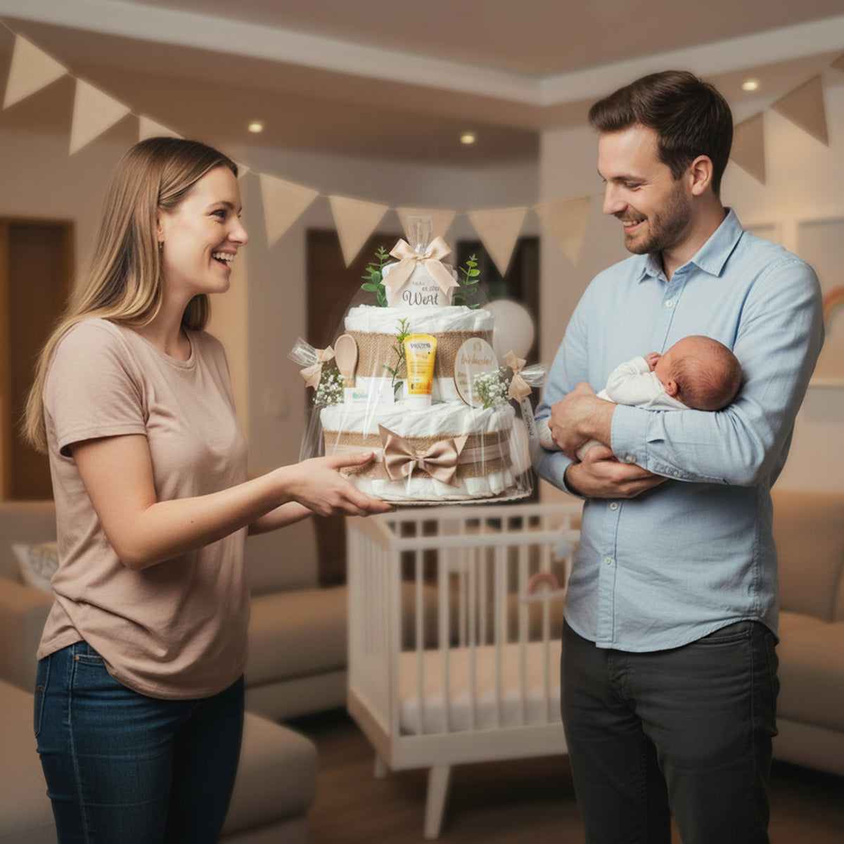 Windeltorte Boho Baby-Cake | neutral