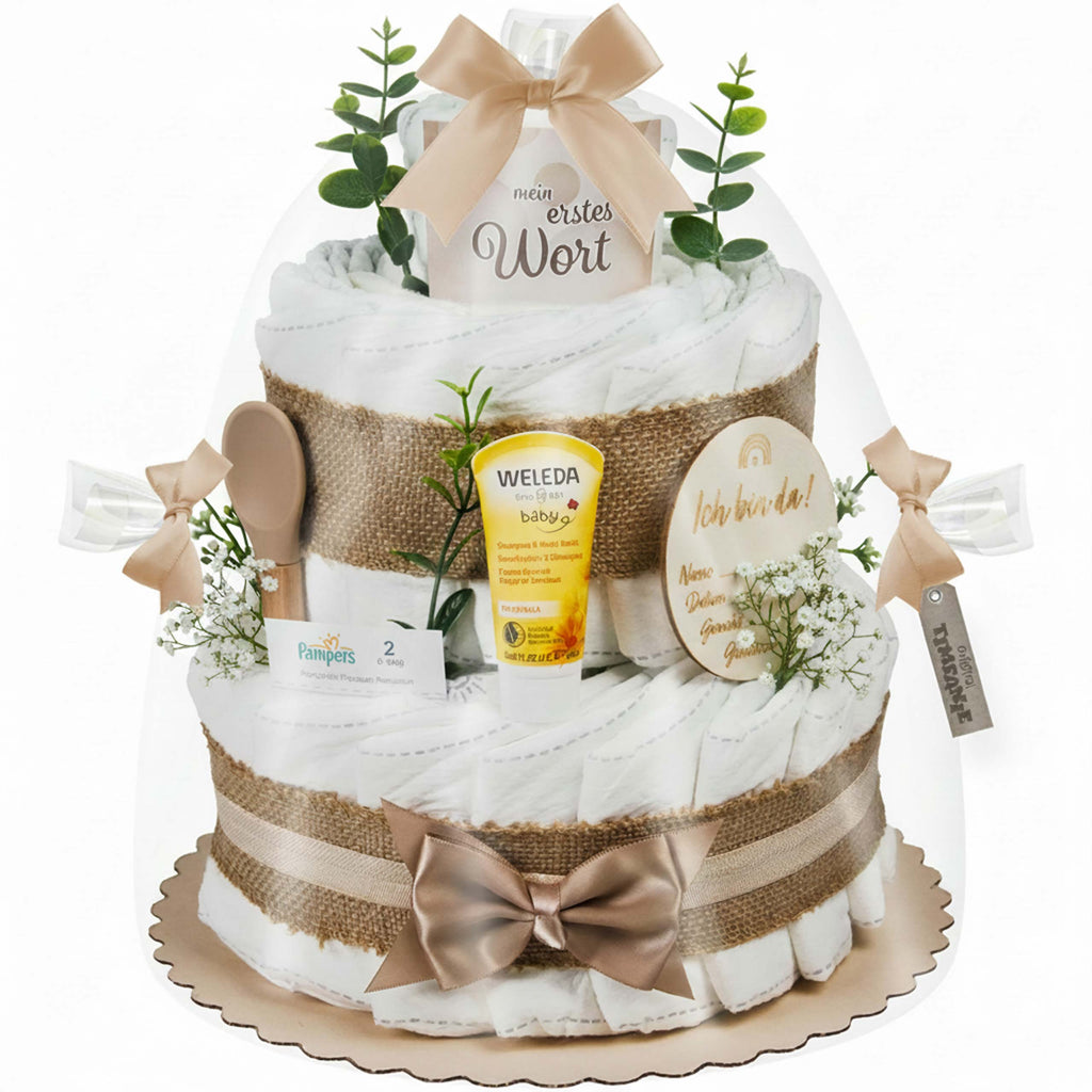 Windeltorte Boho Baby-Cake | neutral