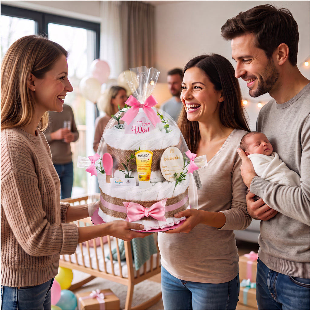 Windeltorte Boho Baby-Cake | rosa