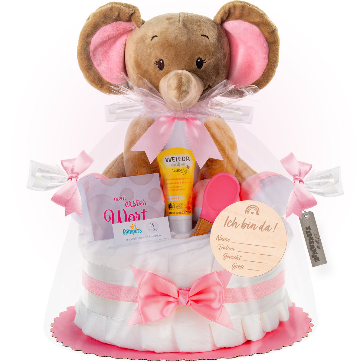 Windeltorte Kuschel Elefant | rosa