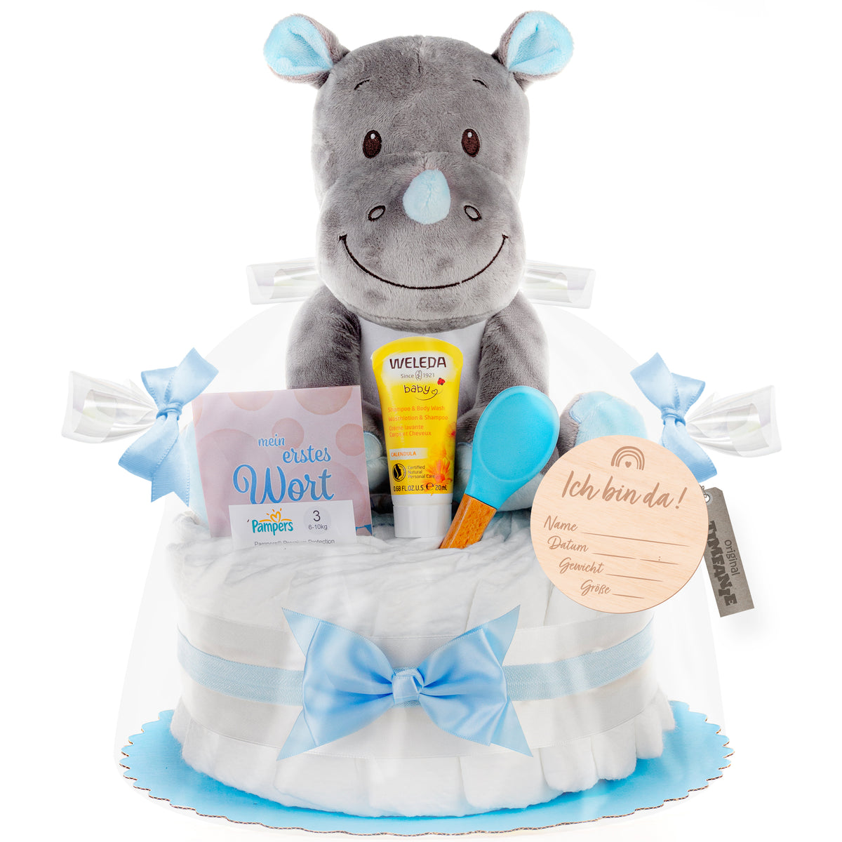 Windeltorte Kuschel Nashorn | blau