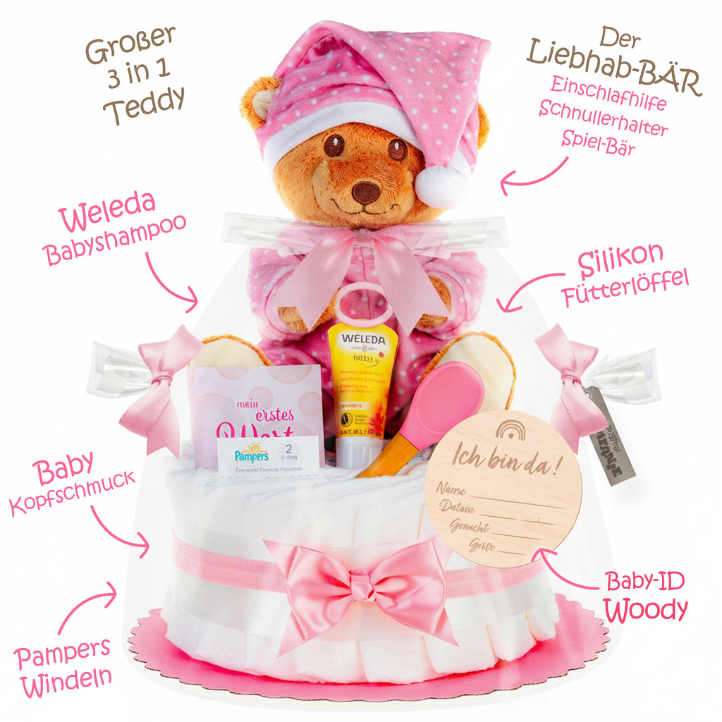 Windeltorte LiebhabBÄR | rosa