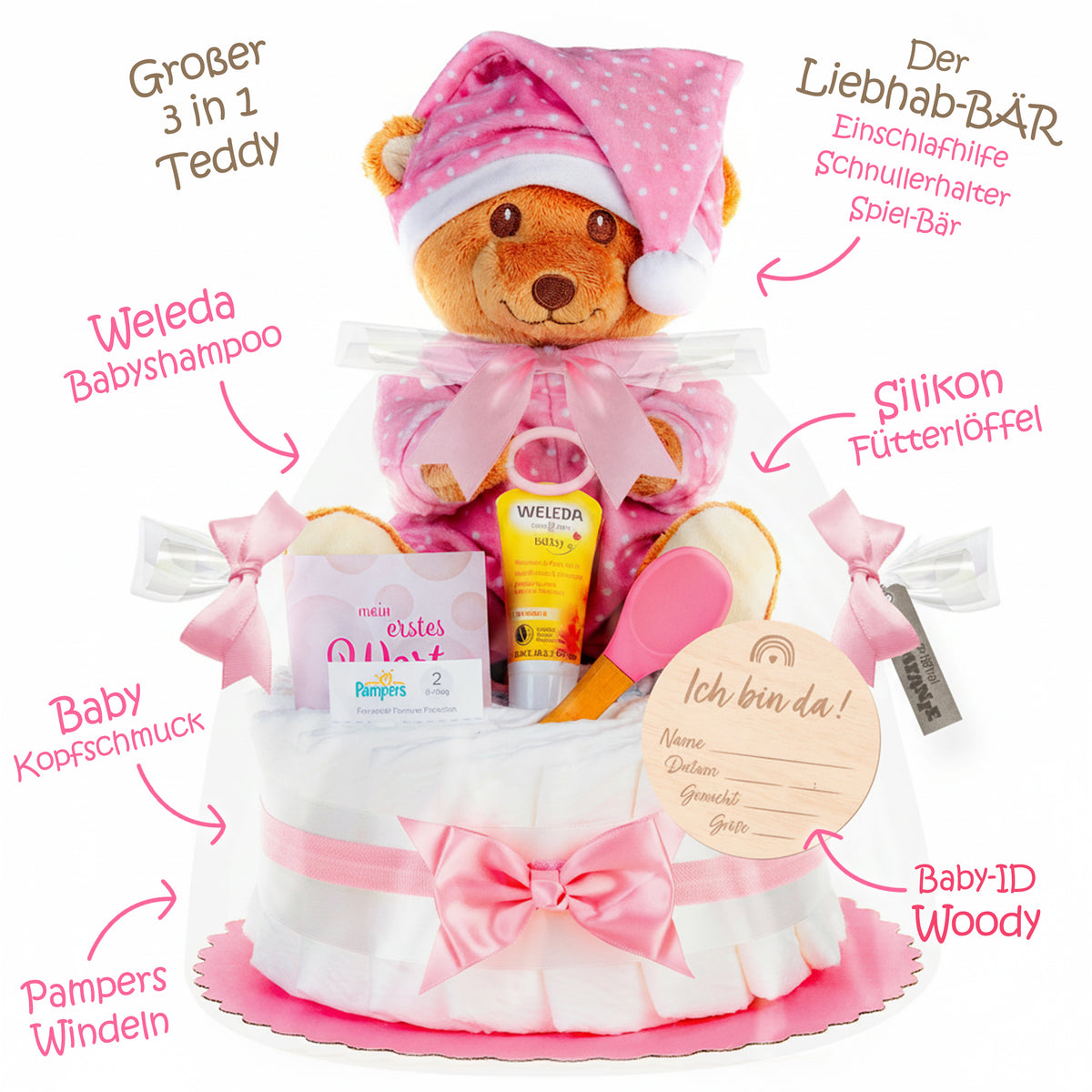 Windeltorte LiebhabBÄR | rosa