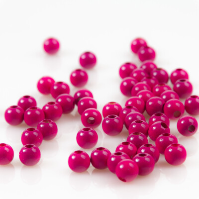 5x Holzperle 8mm mit 3mm Bohrung, Farbe dunkel pink