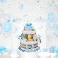 Windeltorte | Boho Baby-Cake | blau | 0-8 Monate