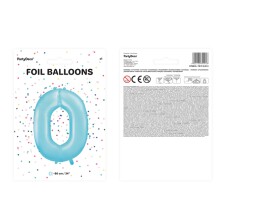 Folienballon XXL Zahlenballon hellblau (Zahl Null)